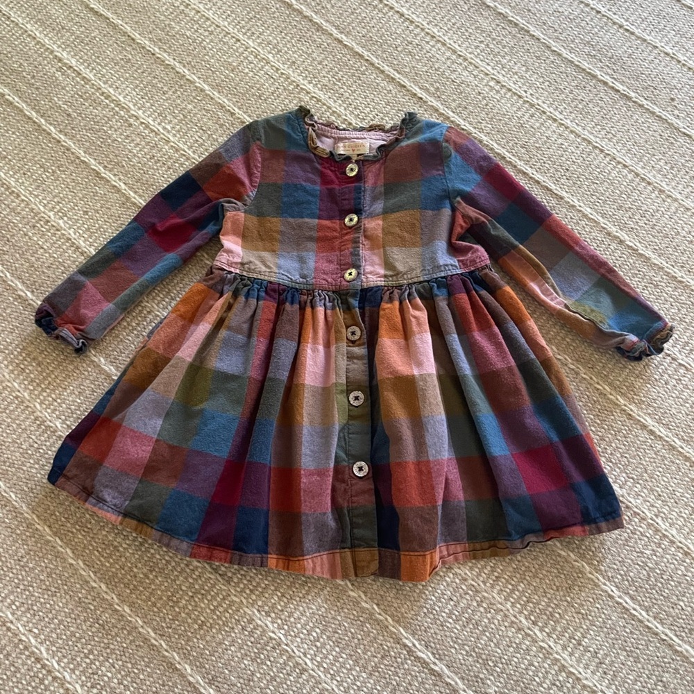 Pink Chicken Girls Harvest Plaid Button-Front Dress Sz 3